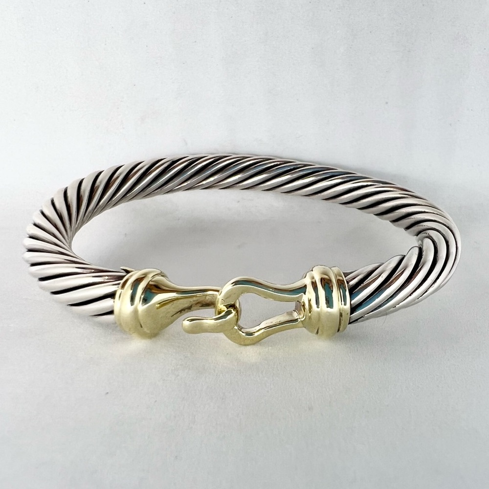 David Yurman 7mm Cable Gold Buckle Bracelet - Picture 1 of 16